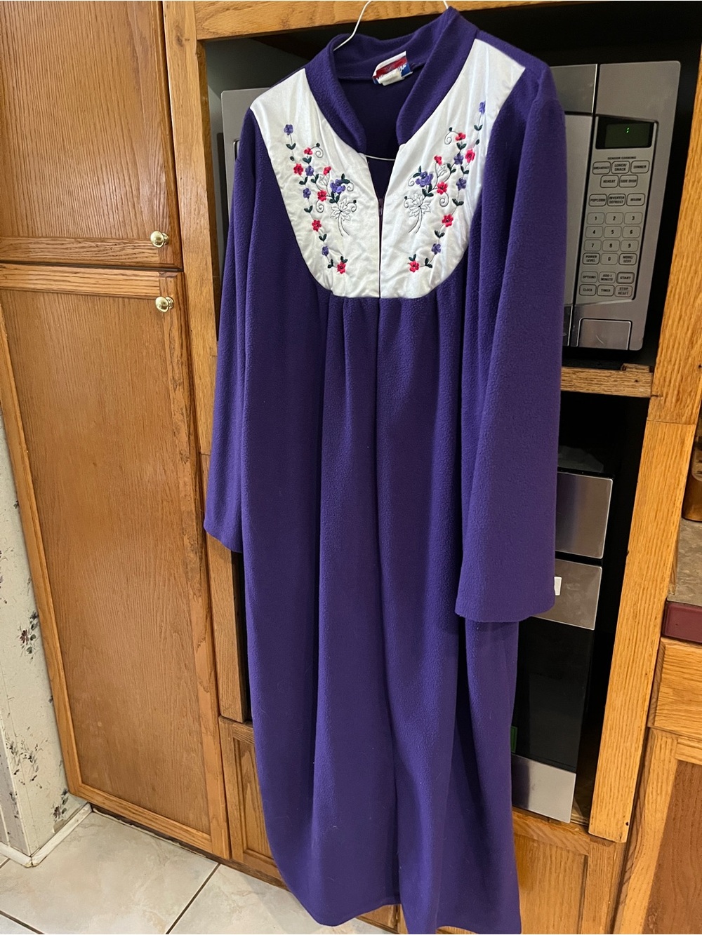 Purple Embroidered Yoke Long Robe 1X